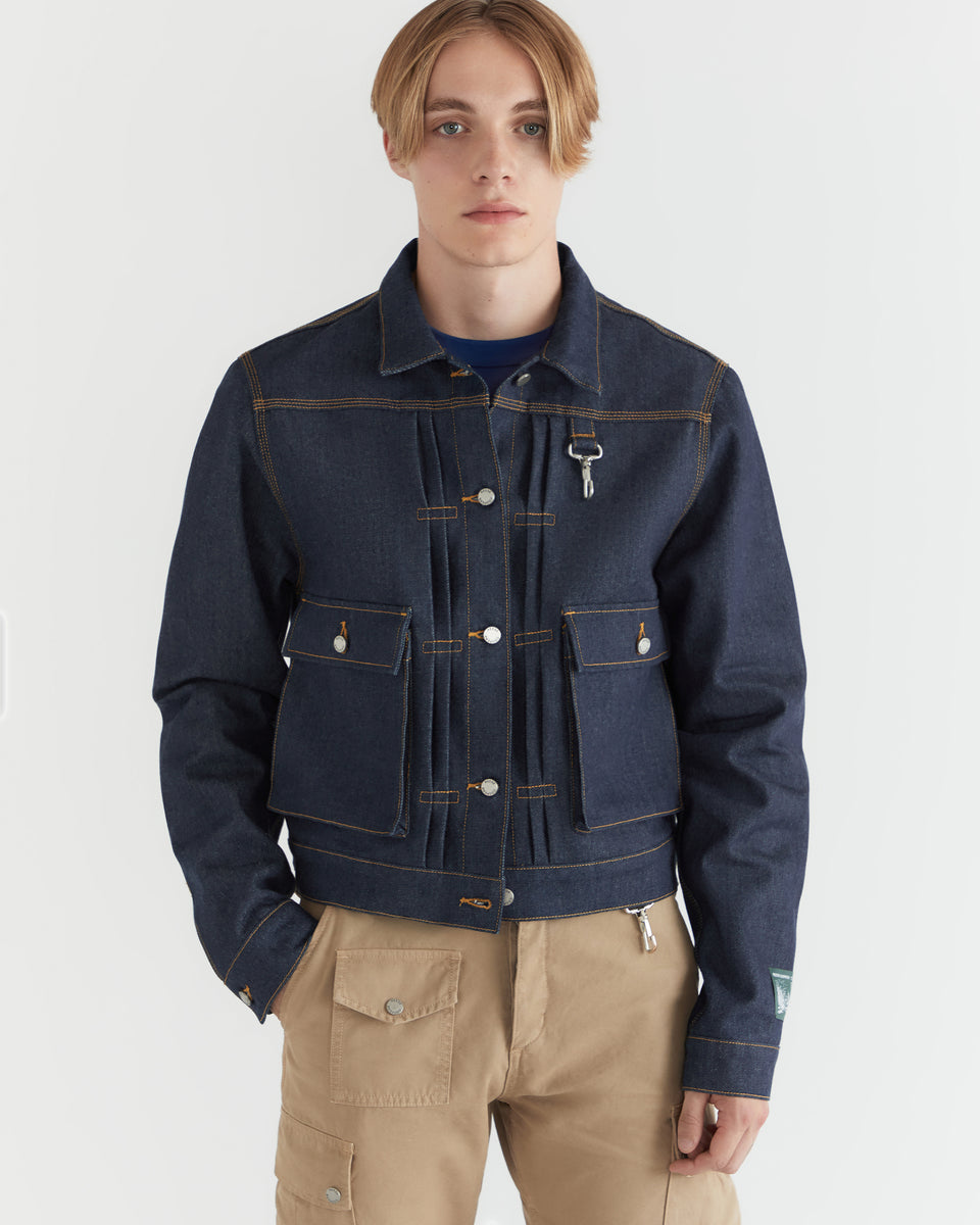 Carrer Washed Denim Trucker Jacket Indigo