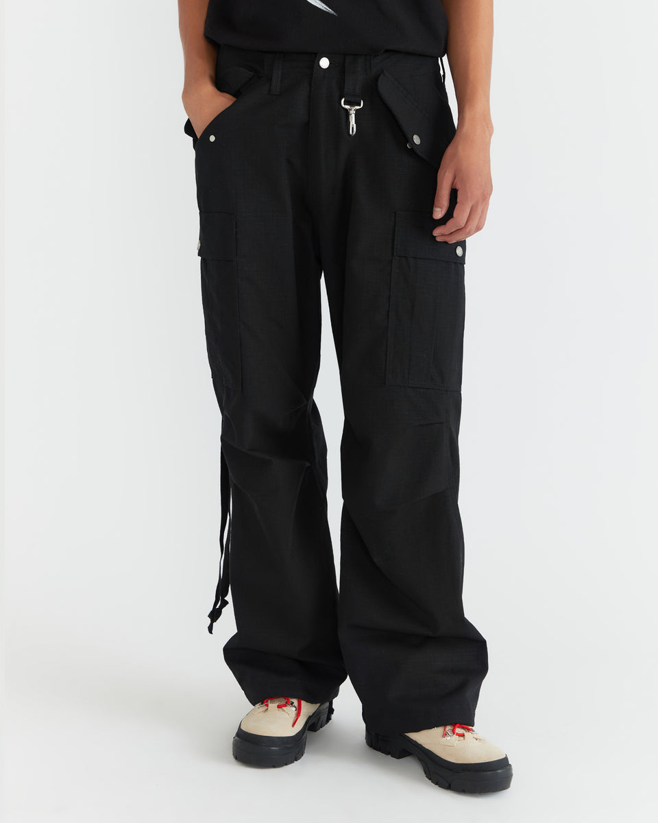 Cotton Ripstop Wideleg Cargo Pant in Black – REESE COOPER®