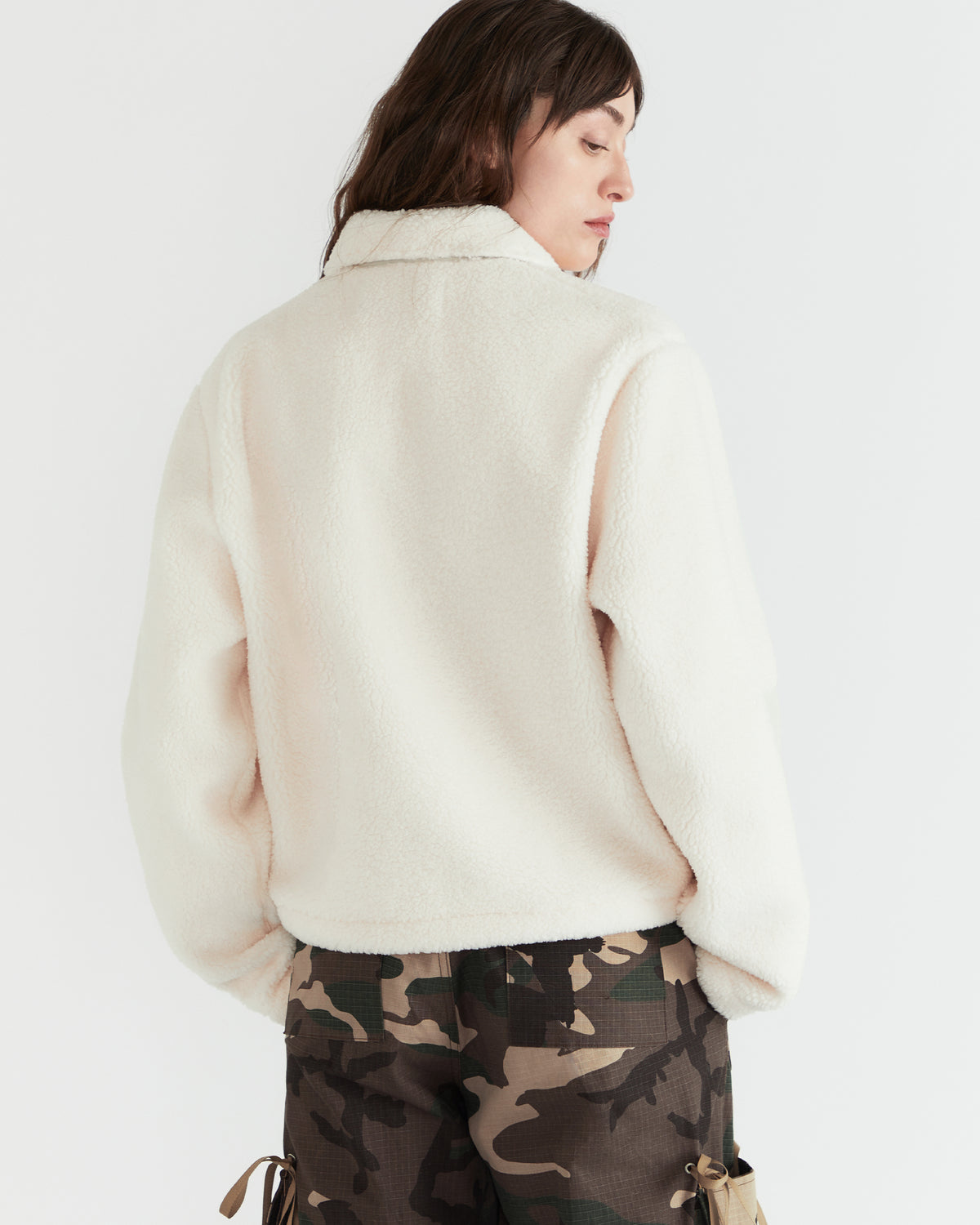 Women - Sherpa Fleece Pullover - Cream - 3