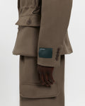 Merino Wool Double Breasted Blazer in Warm Grey