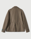 Merino Wool Double Breasted Blazer in Warm Grey