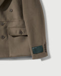 Merino Wool Double Breasted Blazer in Warm Grey