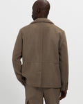Merino Wool Double Breasted Blazer in Warm Grey