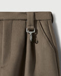Merino Wool Pleated Cargo Trouser in Warm Grey