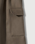 Merino Wool Pleated Cargo Trouser in Warm Grey