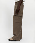 Merino Wool Pleated Cargo Trouser in Warm Grey