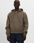 Merino Wool Quarter Zip Hoodie in Warm Grey