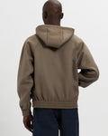 Merino Wool Quarter Zip Hoodie in Warm Grey