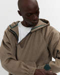 Merino Wool Quarter Zip Hoodie in Warm Grey
