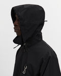 Laminated Nylon Storm Hood Coat in Black