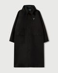 Laminated Nylon Storm Hood Coat in Black