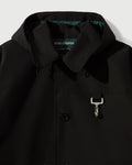 Laminated Nylon Storm Hood Coat in Black