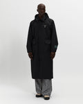 Laminated Nylon Storm Hood Coat in Black