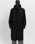 Laminated Nylon Storm Hood Coat in Black