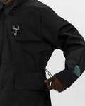 Laminated Nylon Storm Hood Coat in Black