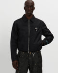 Laminated Nylon Work Jacket in Black