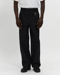 Laminated Nylon Straight Leg Trouser in Black