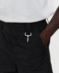 Laminated Nylon Straight Leg Trouser in Black