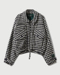 Houndstooth Storm Flap Jacket in Navy & White