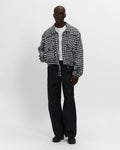Houndstooth Storm Flap Jacket in Navy & White