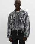 Houndstooth Storm Flap Jacket in Navy & White