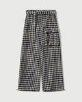 Houndstooth Patch Pocket Belted Trouser in Navy & White