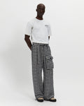 Houndstooth Patch Pocket Belted Trouser in Navy & White