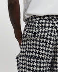 Houndstooth Patch Pocket Belted Trouser in Navy & White