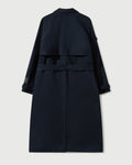 Cotton Twill Double Breasted Trench Coat in Navy