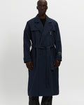 Cotton Twill Double Breasted Trench Coat in Navy