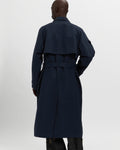 Cotton Twill Double Breasted Trench Coat in Navy