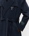 Cotton Twill Double Breasted Trench Coat in Navy