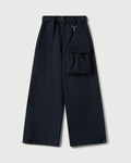 Cotton Twill Patch Pocket Belted Trouser in Navy