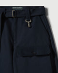 Cotton Twill Patch Pocket Belted Trouser in Navy