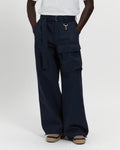 Cotton Twill Patch Pocket Belted Trouser in Navy