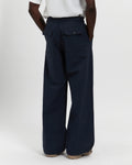 Cotton Twill Patch Pocket Belted Trouser in Navy