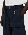 Cotton Twill Patch Pocket Belted Trouser in Navy