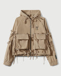 Corduroy Modular Pocket Hooded Jacket in Khaki