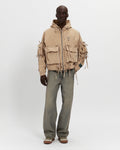 Corduroy Modular Pocket Hooded Jacket in Khaki