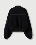 Sherpa Fleece Bomber Jacket in Navy & Black