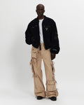 Sherpa Fleece Bomber Jacket in Navy & Black