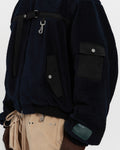 Sherpa Fleece Bomber Jacket in Navy & Black