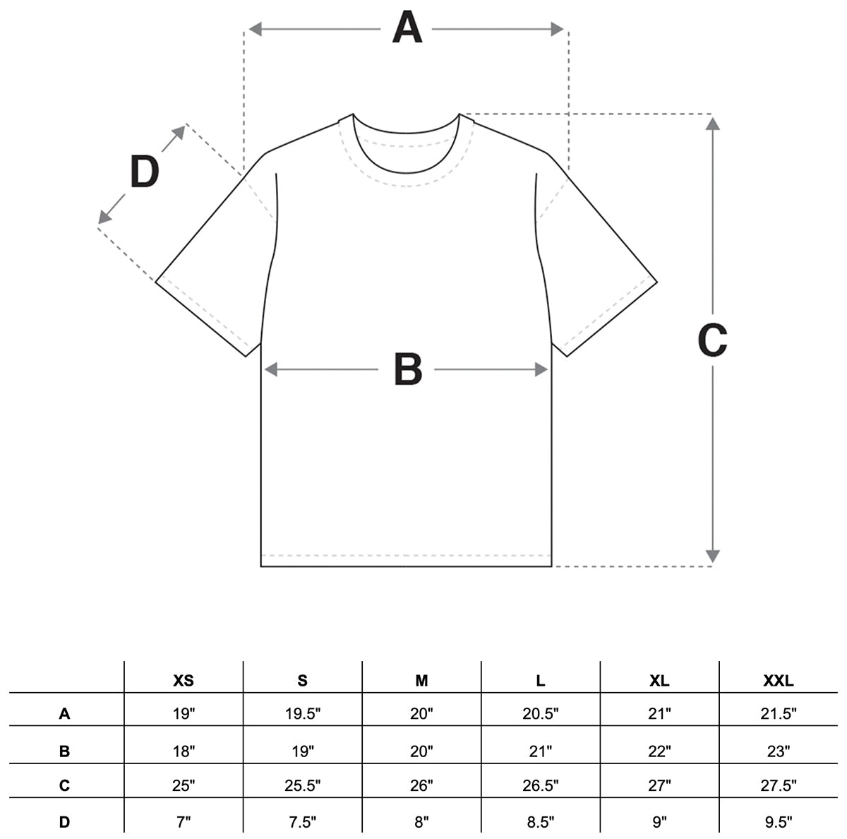 RCI Printing T-Shirt in Forest Size Guide