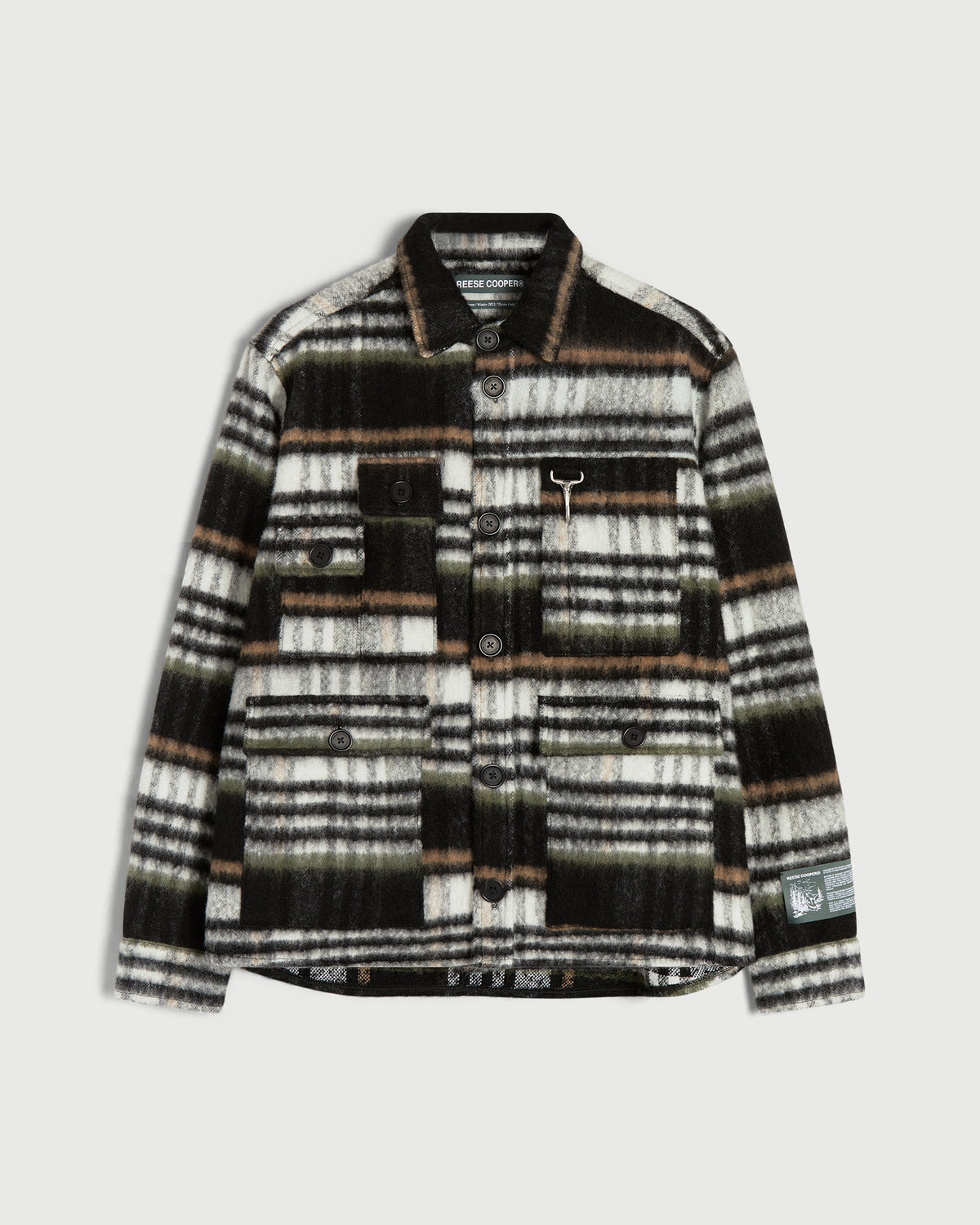 Brushed Wool Flannel Shirt in Black