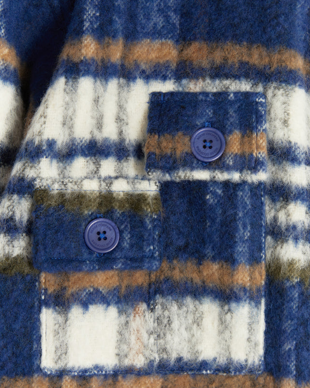 Brushed Wool Flannel Shirt in Blue