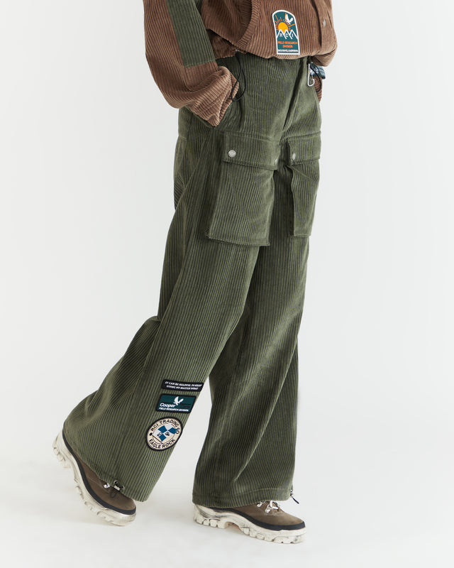 Women - Corduroy Front Pocket Pant - Green - 2