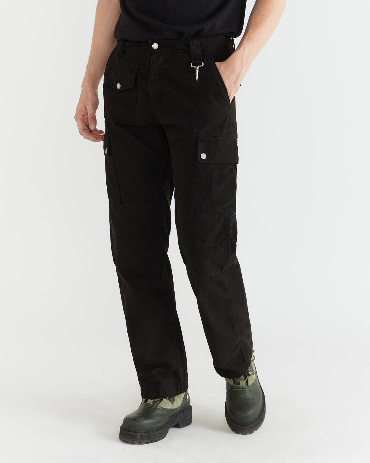 Men - Garment Dyed Cargo Pant - Black - 2