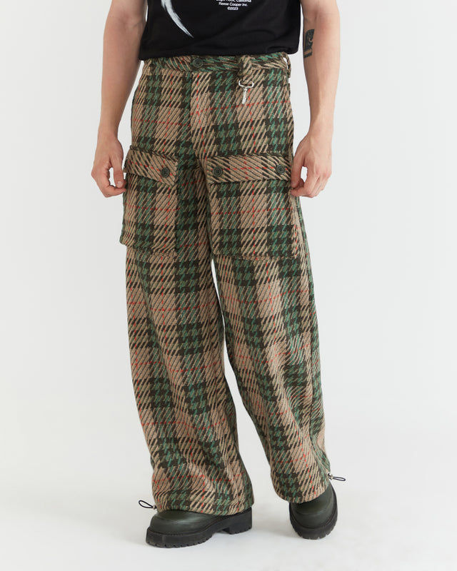 Men - Knit Plaid Wool Front Pocket Pant - 2