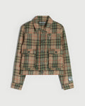 Knit Plaid Wool Trucker Jacket