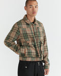 Men - Knit Plaid Wool Trucker Jacket - 2